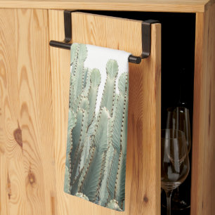 Pale Pastel Green Cactus Plant Nature Tea Towel