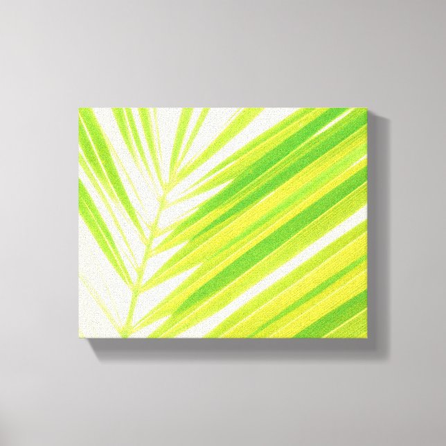 Pale Pastel Green Palm Tree Leaves Canvas Print (Front)