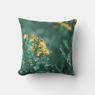 Pale Pastel Green Yellow St. John's Wort Cushion