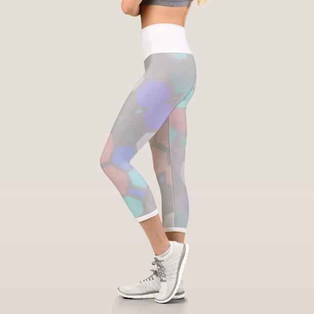 Pale Pastel Honeybee Hexagonal Shapes Leggings (Left)
