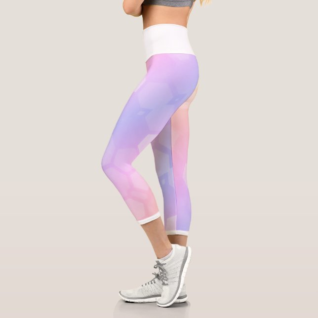 Pale Pastel Honeybee Hexagonal Shapes Leggings (Left)