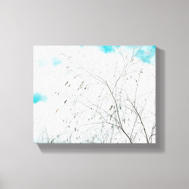 Pale Pastel Light Blue Turquoise Tree Brunches Sky Canvas Print (Front)