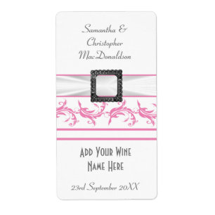 Pale pastel pink white wedding wine bottle