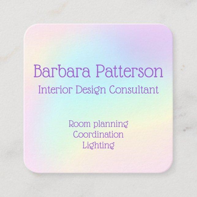 Pale Pastel Rainbow Prismatic Business Cards (Front)
