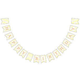 Pale peach and yellow polka dots Happy Birthday Bunting