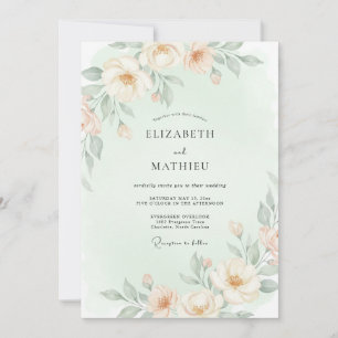 Pale Peach Ethereal Floral Wedding Invitation