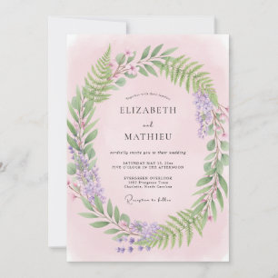 Pale Peach Fern Wedding Invitation