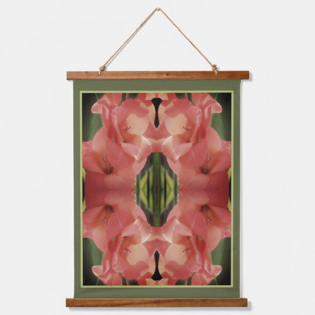 Pale Peach Gladiolus Flower Abstract   Hanging Tapestry (Front)