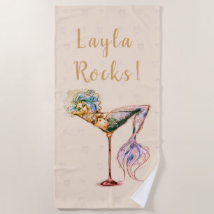 Pale Peach Mermaid Glass Beach Towel