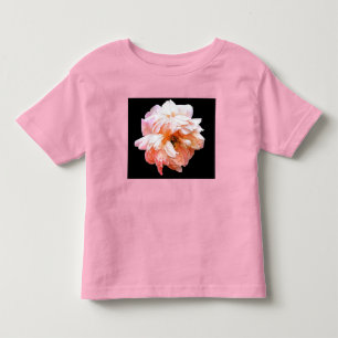 Pale Peach Peony on Black Toddler T-Shirt