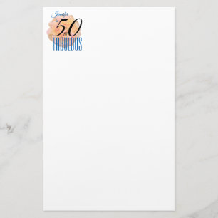 Pale Peach Rose 50 and Fabulous Birthday Stationery