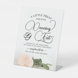 Pale Peach Rose Dancing Feet Flip Flop Wedding  Pedestal Sign