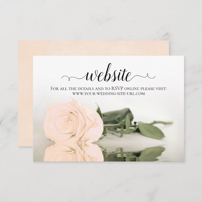 Pale Peach Rose Elegant Wedding Website Enclosure Card (Front/Back)