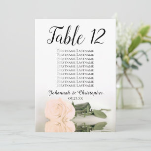 Pale Peach Rose Wedding Table Seating Chart Large