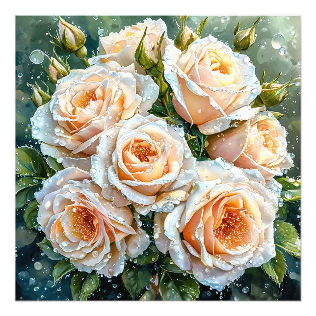 Pale peach roses photo print (Front)