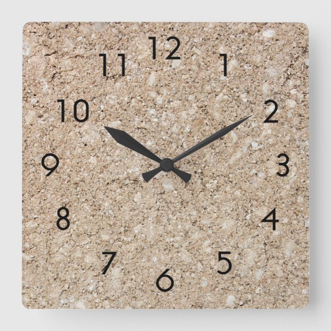 Pale Peachy Beige Cement Sidewalk Square Wall Clock (Front)
