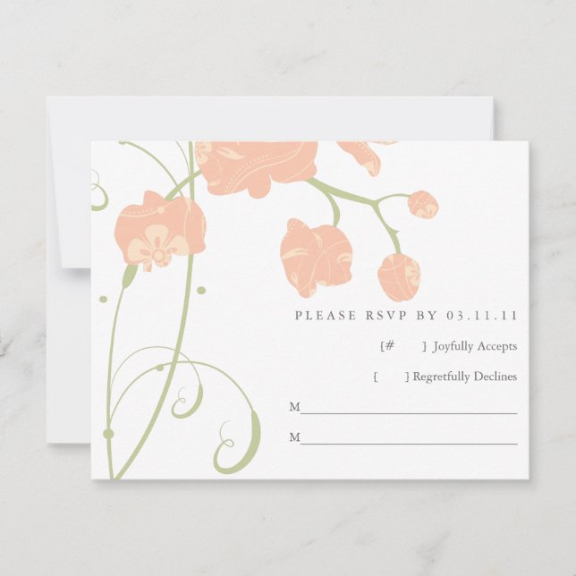 Pale Peachy Pink Orchids RSVP Card (Front)