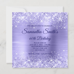 Pale Periwinkle Glitter and Foil 60th Birthday Invitation