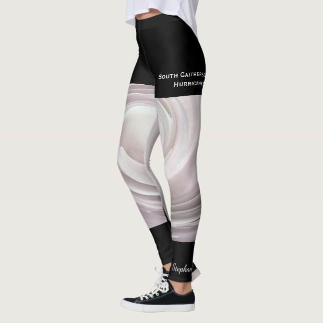 Pale Pink Abstract Swirl with Fake Black Shorts Leggings (Left)