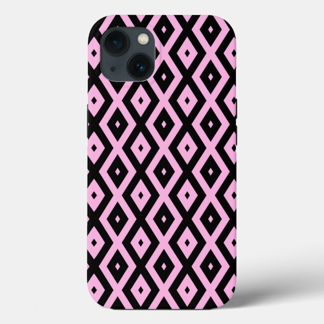 Pale pink and black diamond pattern Case-Mate iPho iPhone Case (Back)