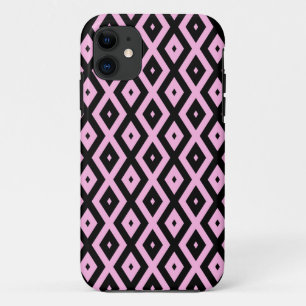 Pale pink and black diamond pattern Case-Mate iPhone case