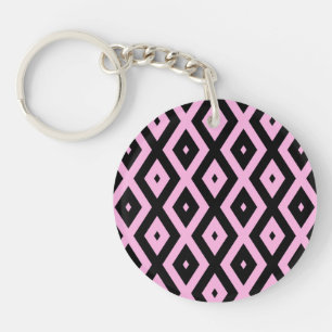 Pale pink and black diamond pattern key ring