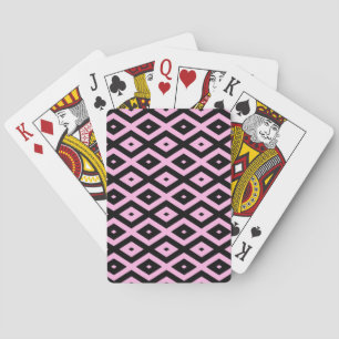 Pale pink and black diamond pattern playing cards