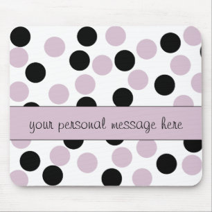 Pale Pink and Black Polka Dot Mouse Pad