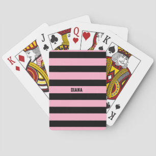 pale pink and black stripes playing cards