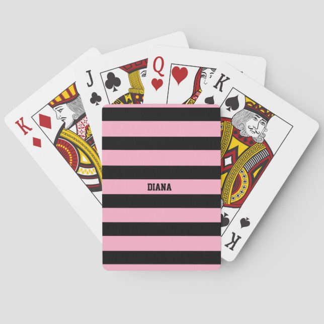 pale pink and black stripes playing cards (Back)