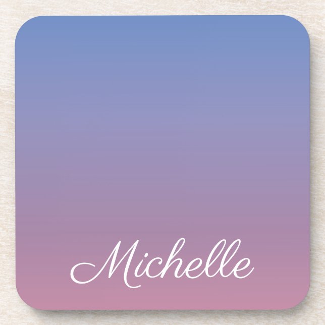 Pale pink and blue gradient ombre coaster (Front)
