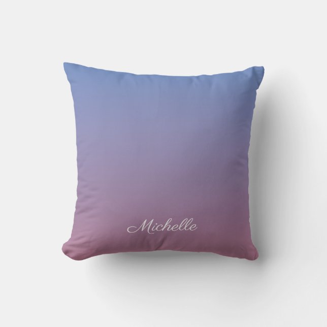 Pale pink and blue gradient ombre cushion (Front)