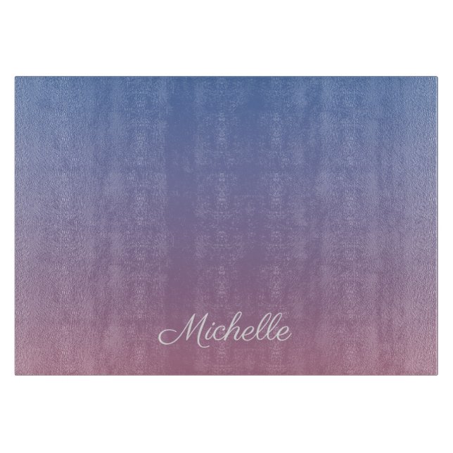Pale pink and blue gradient ombre cutting board (Front)