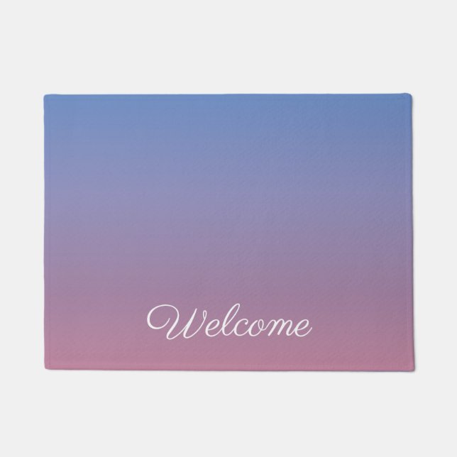Pale pink and blue gradient ombre doormat (Front)