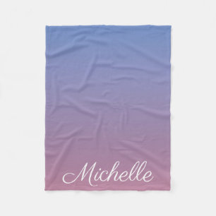 Pale pink and blue gradient ombre fleece blanket