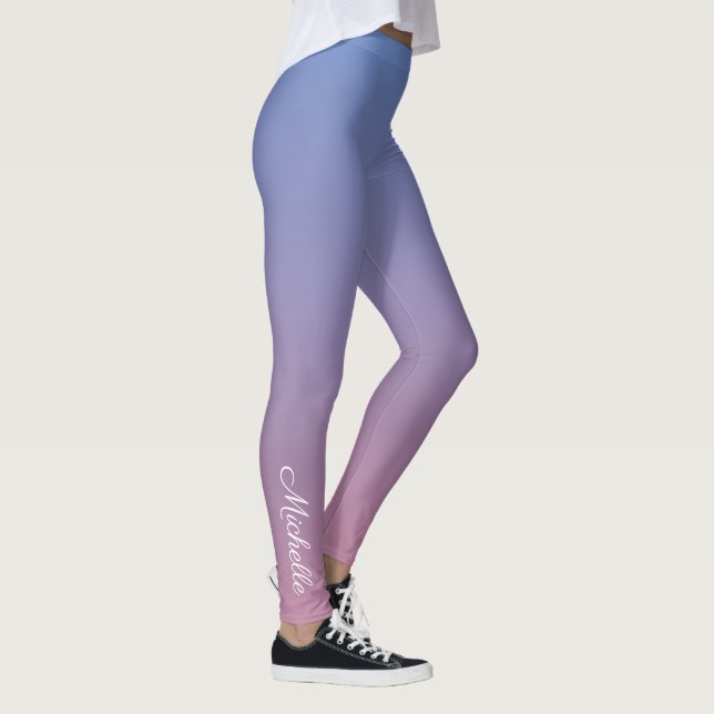 Pale pink and blue gradient ombre leggings (Right)