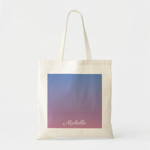 Pale pink and blue gradient ombre tote bag