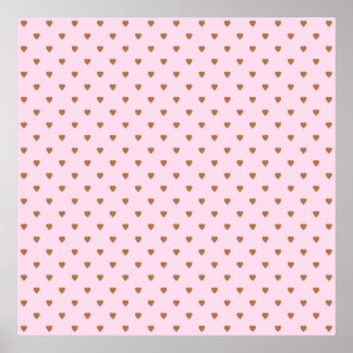 Pale pink and brown heart pattern. poster