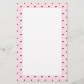 Pale pink and brown heart pattern. stationery