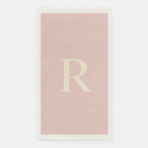 Pale Pink and Cream Monogrammed Paper Guest Paper Napkin