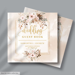 Pale Pink and Gold Autumn Boho Wedding Guest Book