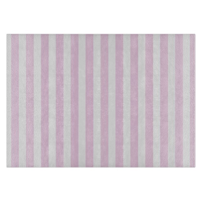 Pale pink and white candy stripes cutting board (Front)