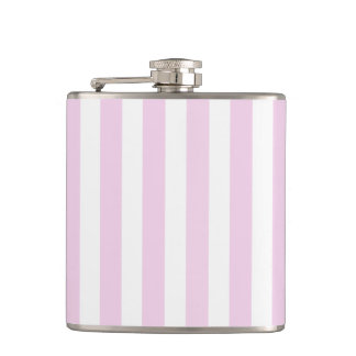 Pale pink and white candy stripes hip flask