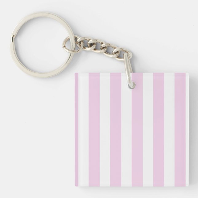 Pale pink and white candy stripes key ring (Front)