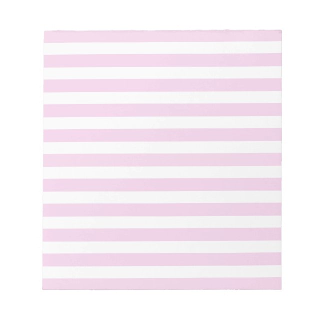 Pale pink and white candy stripes notepad (Front)