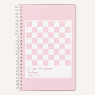 Pale Pink and White Checkerboard Notebook