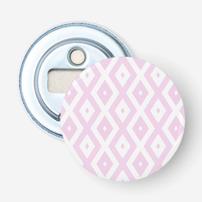 Pale pink and white diamond pattern bottle opener (Front)