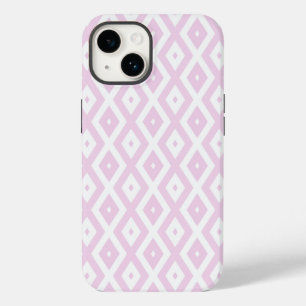 Pale pink and white diamond pattern Case-Mate iPhone 14 case