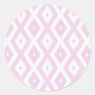 Pale pink and white diamond pattern classic round sticker