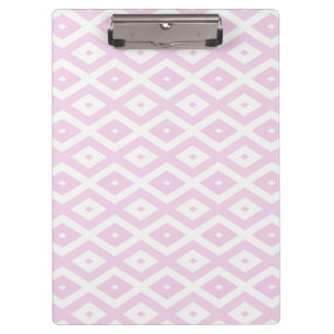 Pale pink and white diamond pattern clipboard